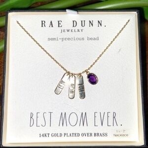 Rae Dunn Best Mom Ever 14K Gold Over Brass Semi-Precious Bead Necklace NIB
